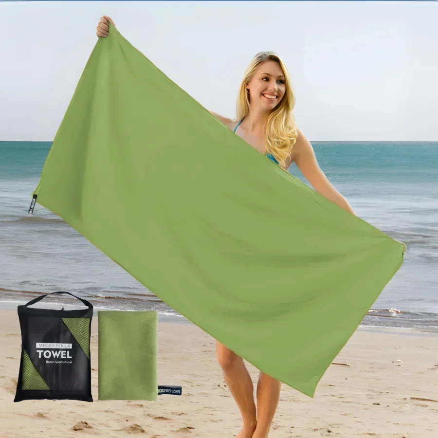 Fast Dry Camping Towel Lightweight Compact, Sand-Proof Microfiber for Beach Gym with Carry Bag | 3x Drying Swimming Towels