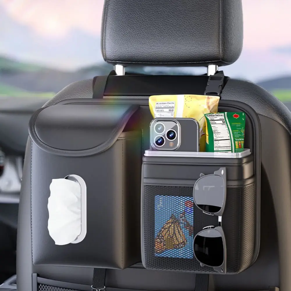 

Hanging type Car Seat back storage bag Save space high-capacity Tissue Storage Container wear-resisting Nappa Car Waste Can