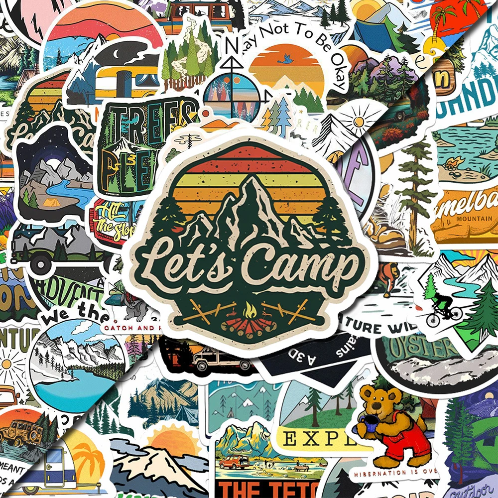 

10/30/50/100 шт Ретро Лес Пешие прогулки Кемпинг Граффити Наклейки Путешествия на открытом воздухе Мультфильм Наклейка DIY Ноутбук Велосипед Крутая наклейка