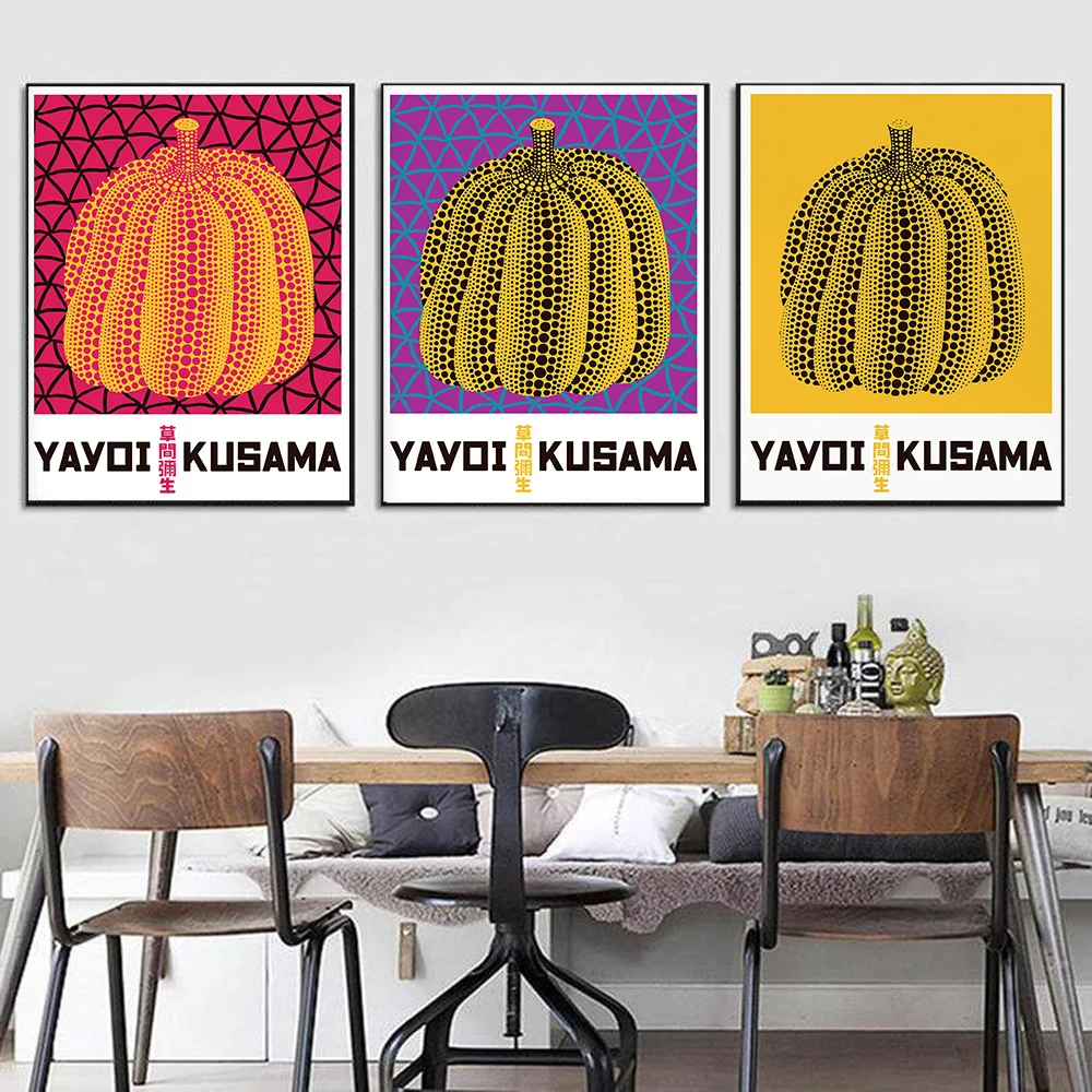 Yayoi Kusama Super Pumpkin Works Exhibition Posters And Prints Gallery Wall Art Picture Museum Canvas Modern Living Room Decor