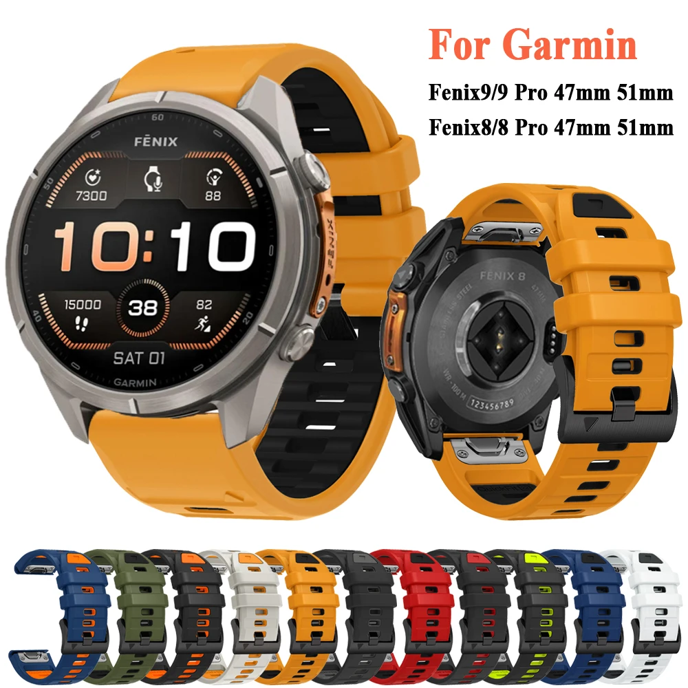 Fenix9/8 Watch Band For Garmin Fenix 9 Pro 47mm 51mm 8 7 7X 6 6X 5 5X/Epix Pro/Enduro 3 QuickFit 22/26mm Silicone Strap Bracelet