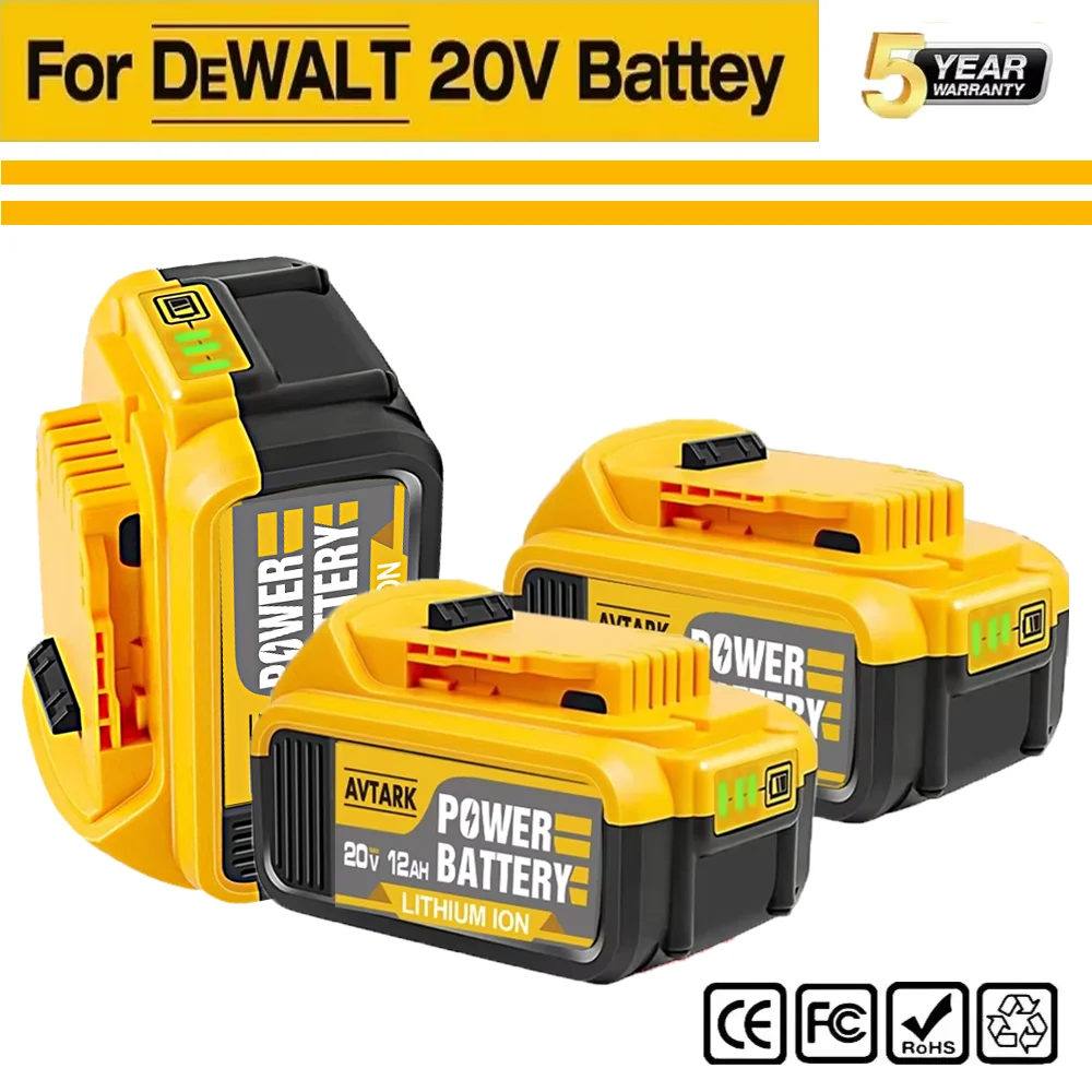 

New 100% Original 12.0Ah/9.0Ah/3.0Ah 20V for Dewalt Tool Battery DCB206 20V 12.0Ah Battery DCB206 20V Battery DCB205 DCB204-2