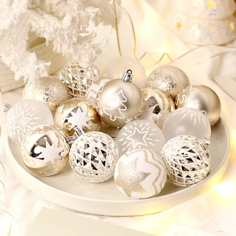 Durable Shatterproof Christmas Balls Ornaments in Champagne Gold and White Enhances the Beauty of Your Christmas Drop Shipping