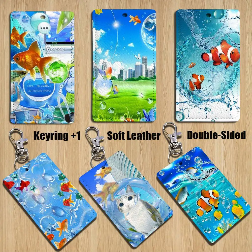 

Art Frutiger Aero cool Keychain Holder Suitable For Subway Bank Card Bus Card Case Badge Holder Wallet Card Textured pattern