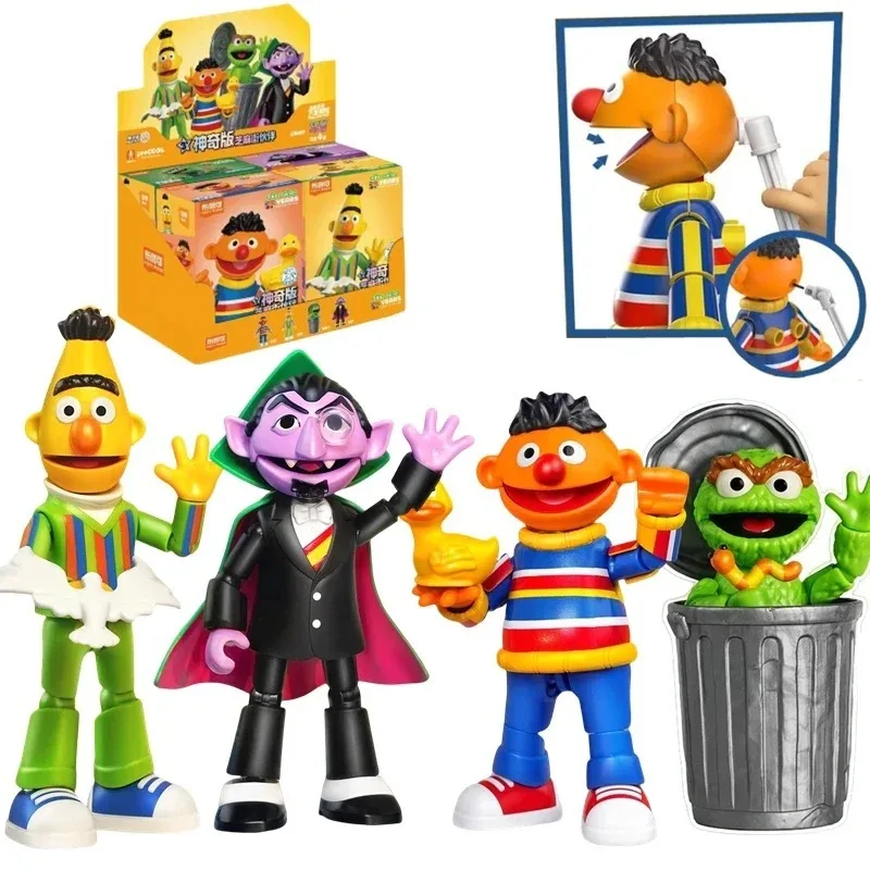 In Stock BLOKEES Sesame Street Building Big Bird Monster Bert Movable Ornaments Cookie Ernie Elmo Toy Model Stitching Gift