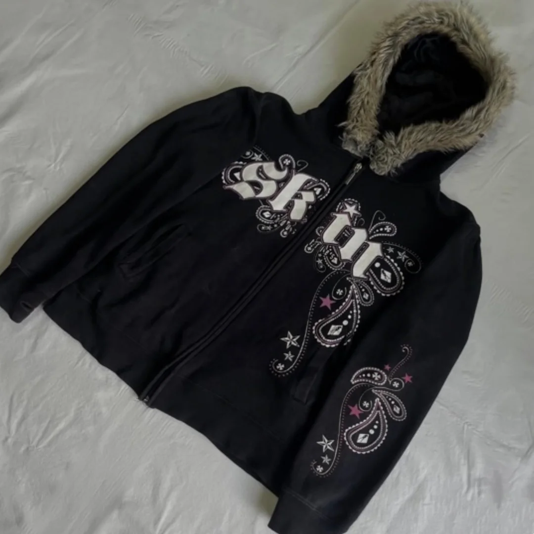 

Флисовая толстовка с принтом и графическим принтом 2026 Y2K, уличная одежда, пуловер с длинными рукавами, куртка с капюшоном, повседневное модное пальто унисекс в стиле ретро