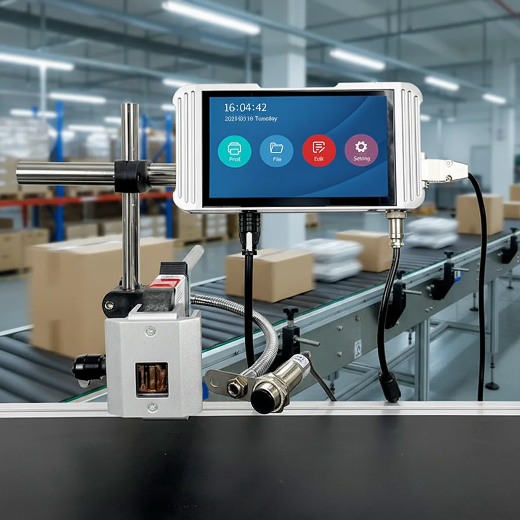 New 12.7mm Carton Production Date Coder Online Inkjet Printer with Automatic Grade and QR Code Printing