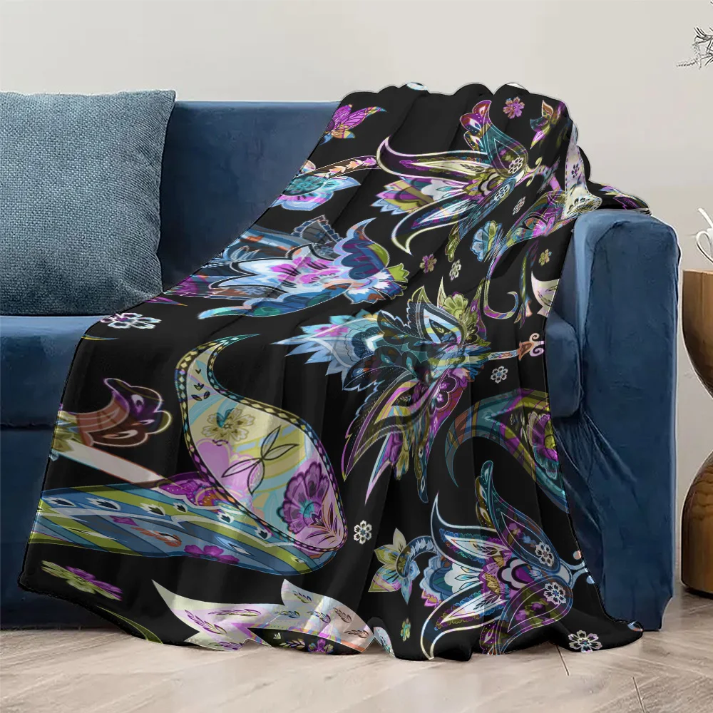 نابضة بالحياة بيزلي الأزهار طباعة بطانية رمي غطاء أريكة السرير الزخرفية الملونة نمط العرقية رمي بطانية