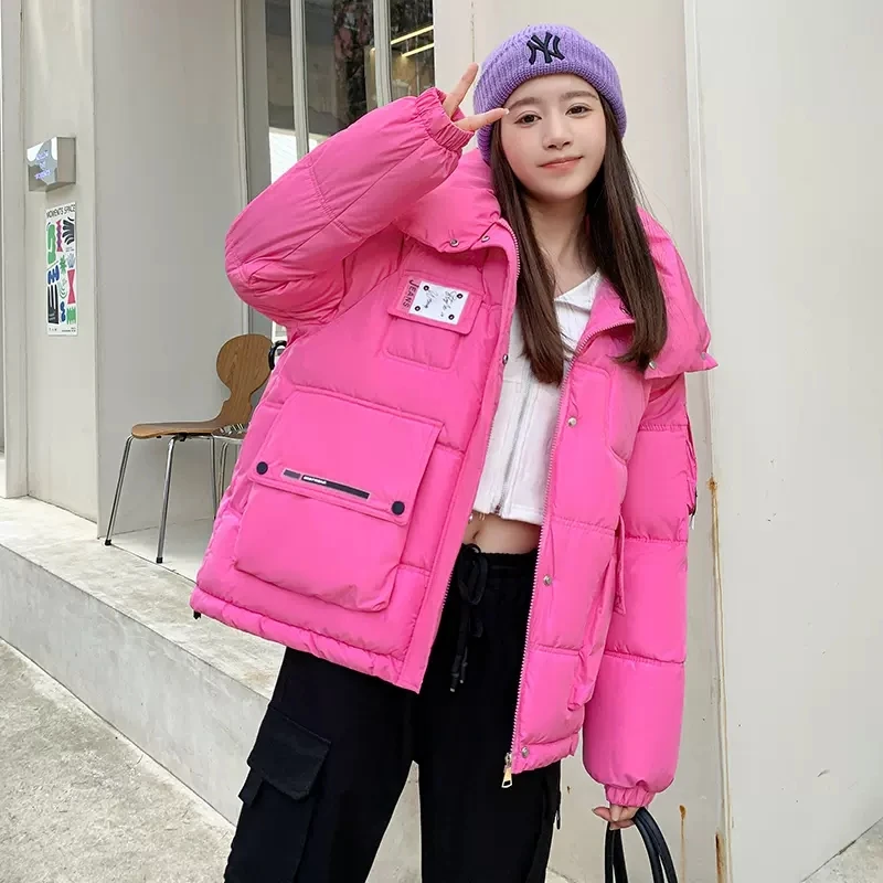 

Down Padded Jacket Women Short Overcoat 2023 New Winter Bread Clothing Female Outerwear Loose Student Thicke Warm Parka Casaco