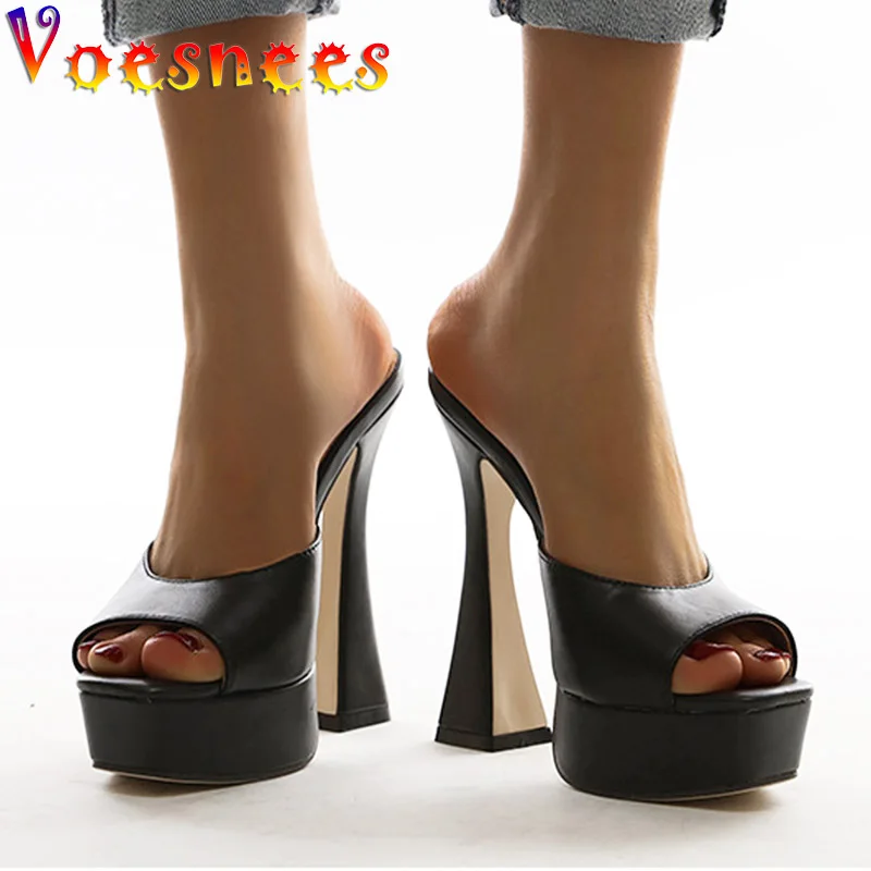 2022 New High Heels Women Office Sandals Fashion Square Head Platform Female Slippers Summer Dress Wedding Ladies Pumps Shoes