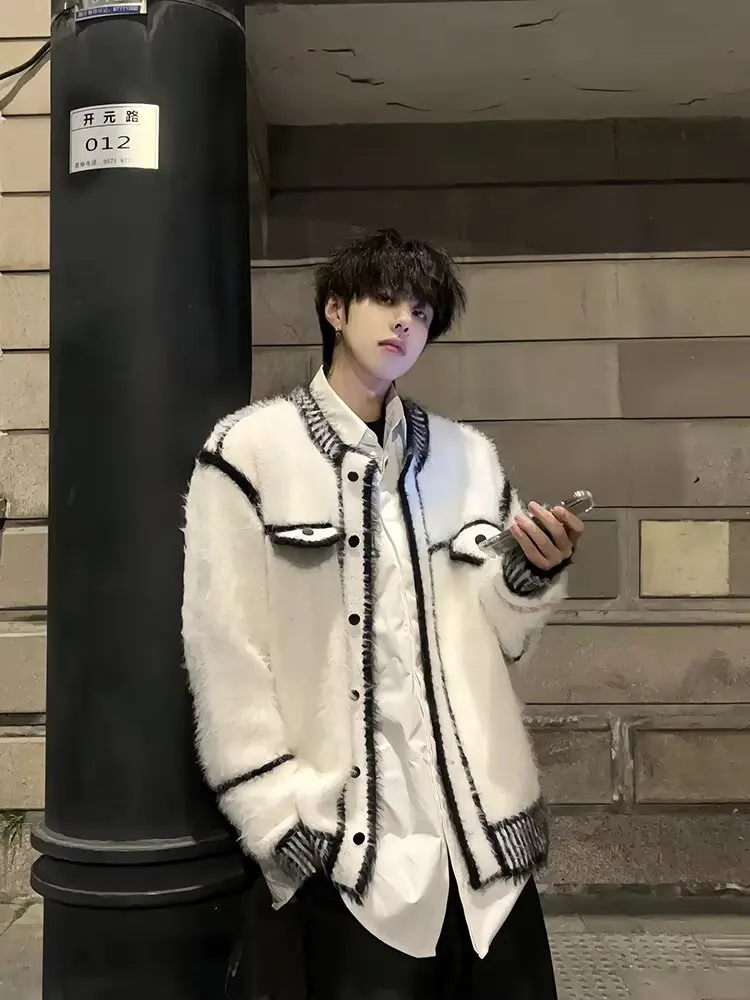 

Теплый тяжелый открытый кардиган с кисточками для пар, мужчин и женщин, вязаная верхняя одежда, мягкая пушистая длинная повседневная одежда све