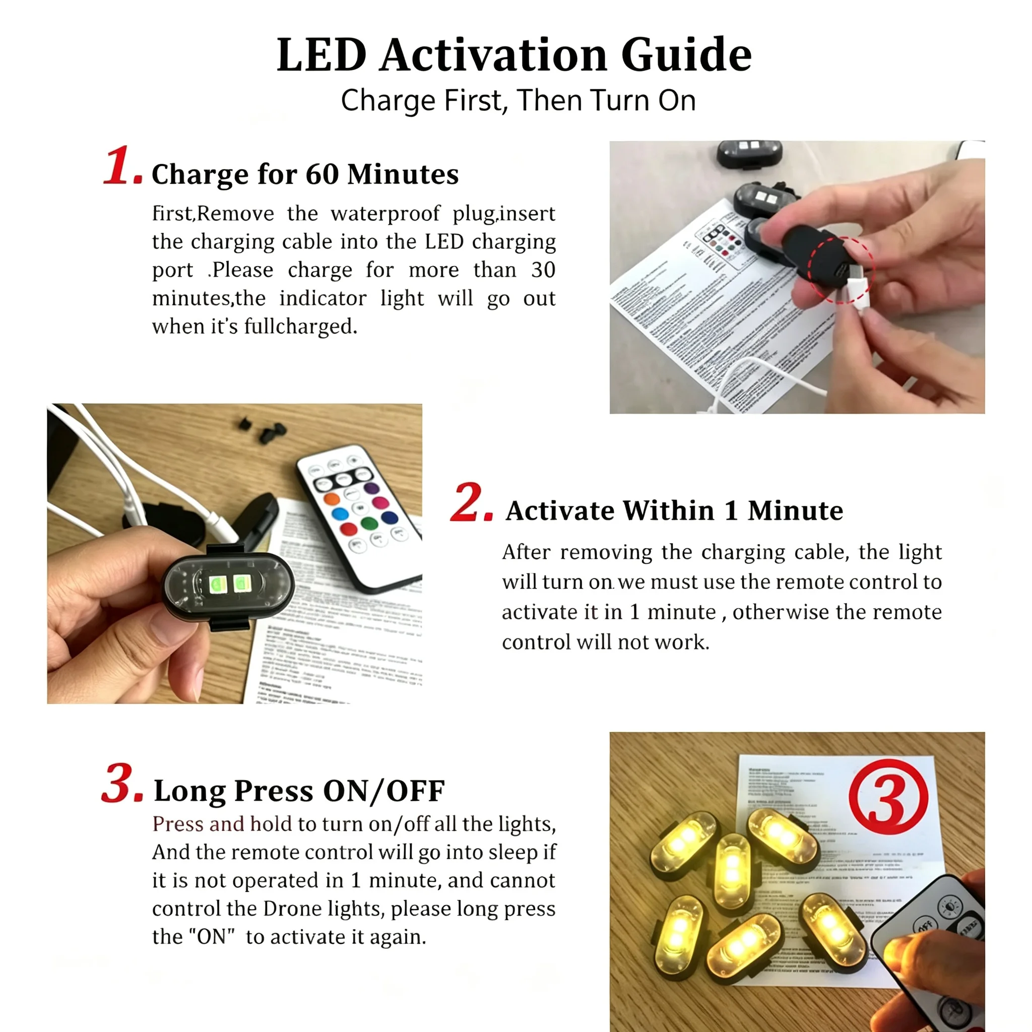 Multifunktionale Fernbedienbare Auto-LED-Warnleuchte, 4/10 Stück Kabellose Wiederaufladbare Dekorative Atmosphärenlampe
