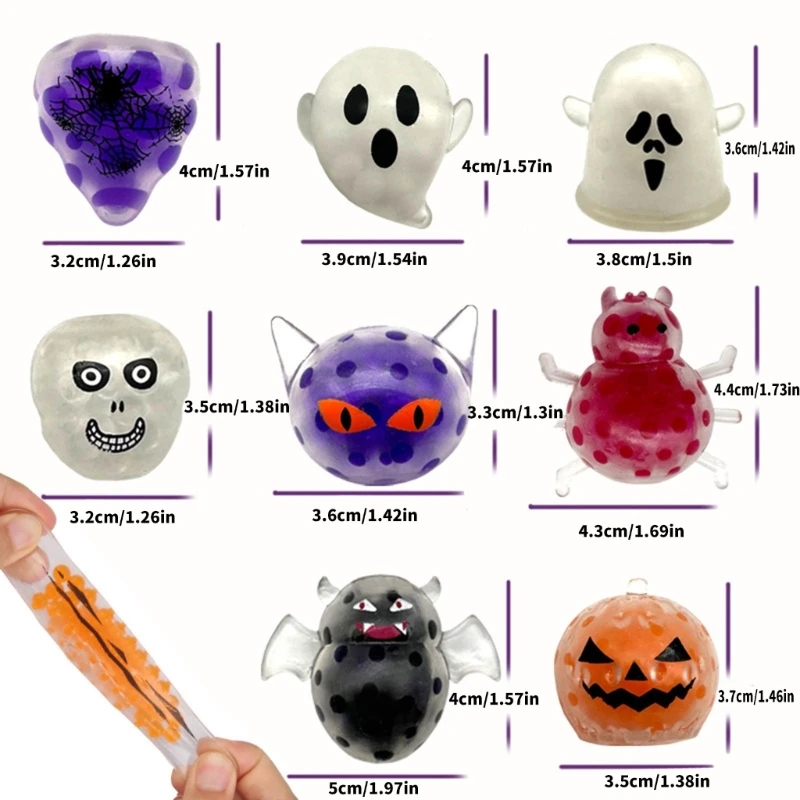 24pcs Halloween Party Favor Stress Balls for Kids Hand Therapy and Anxiety Reduction