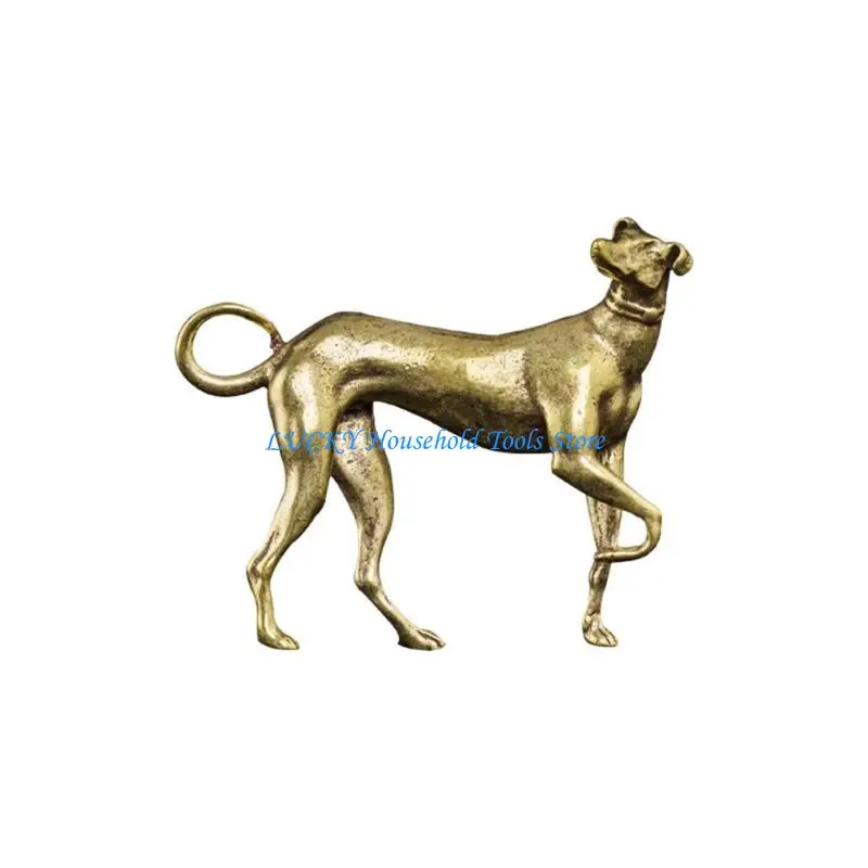 

J0MC Traditional Zodiacs Animal Brass Dog Miniature Figurine Decorative Collectible Ornament Chinese Vintage Animal Statue