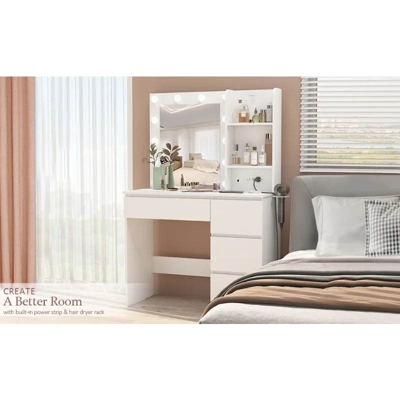 Amazon panel furniture cross-border supply, bedroom dressing table, makeup table, light, simple factory wholesale