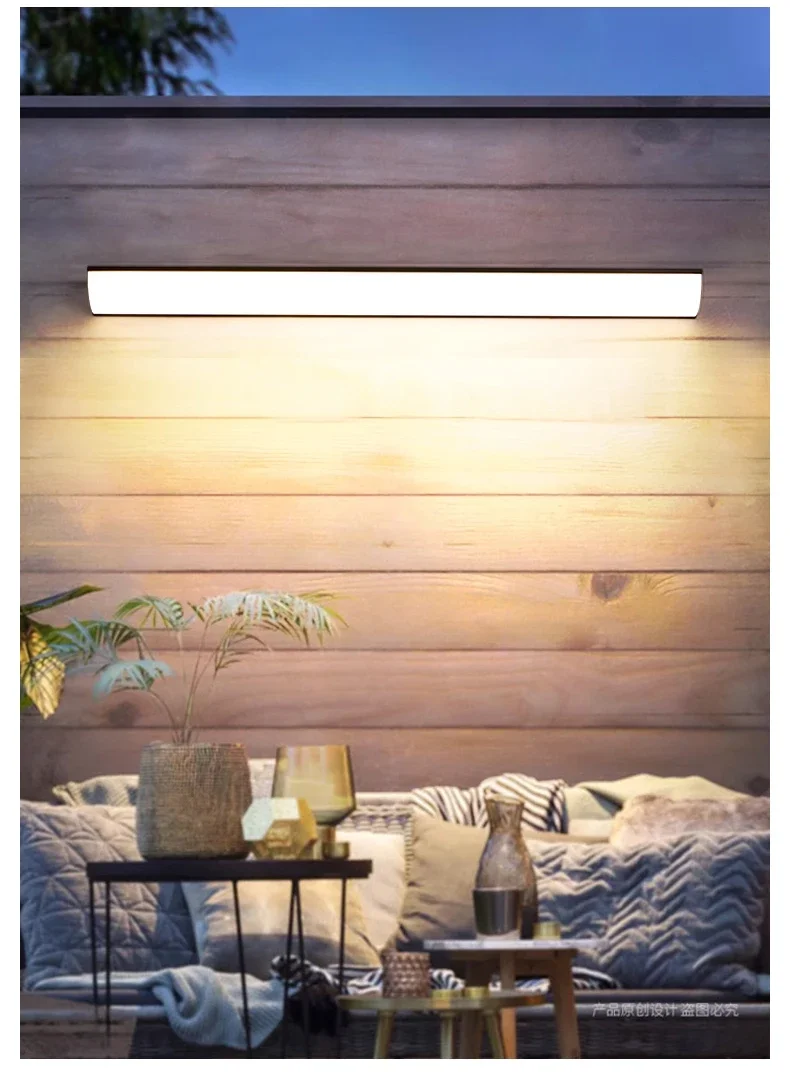 Imagem -04 - Minimalista Long Strip Lâmpada de Parede Impermeável Outdoor Wall Lights Jardim Villa Varanda Pátio Sconce Light Iluminação