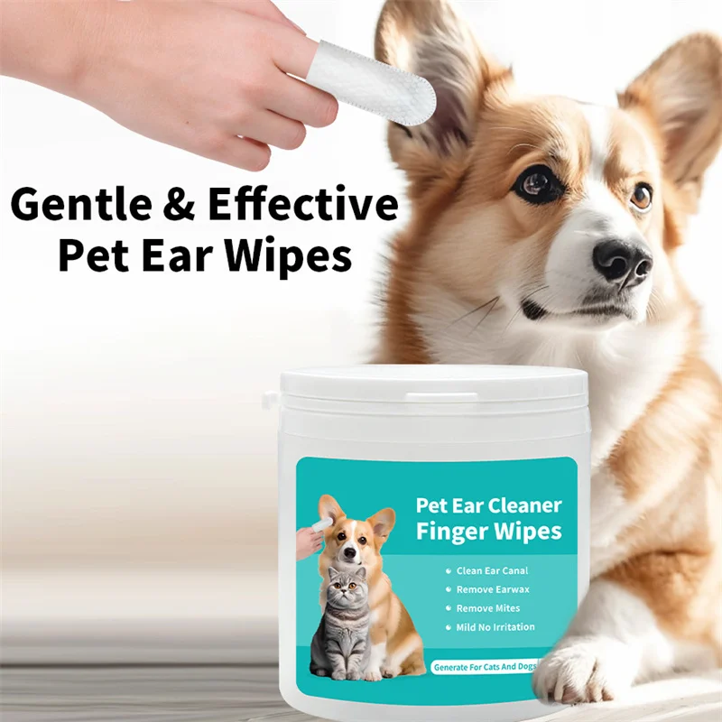 Pet Cleaning Products Cat Dog Ear Cleaner Wipes Ear Care Fingertips Ear Mite Removal Suit for Puppy Cats Cleaning Accessories