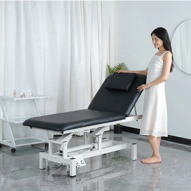 

High Quality Salon Furniture Black Leather Body Massage Bed 1 Motor Modern Lash Cosmetic Electric Treatment Table