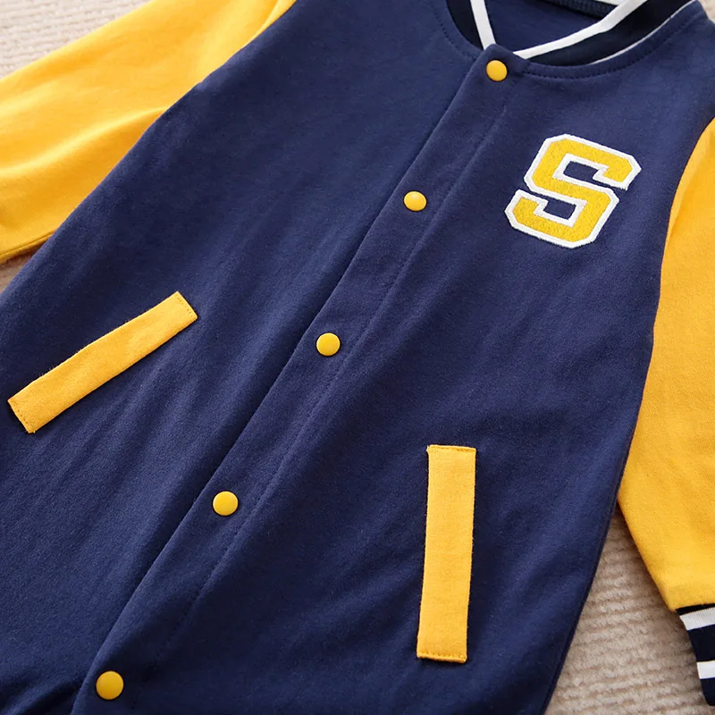 Spring And Autumn Boys And Girls Handsome Baseball Jersey Cotton Comfortable Casual Long Sleeve Baby Bodysuit