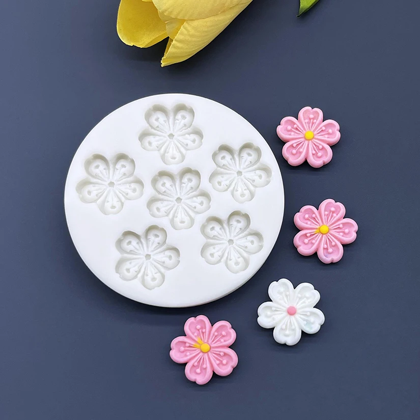 Molde de silicona de flor Sakura, herramientas de decoración de pasteles, Fondant para hornear magdalenas, Sugarcraft