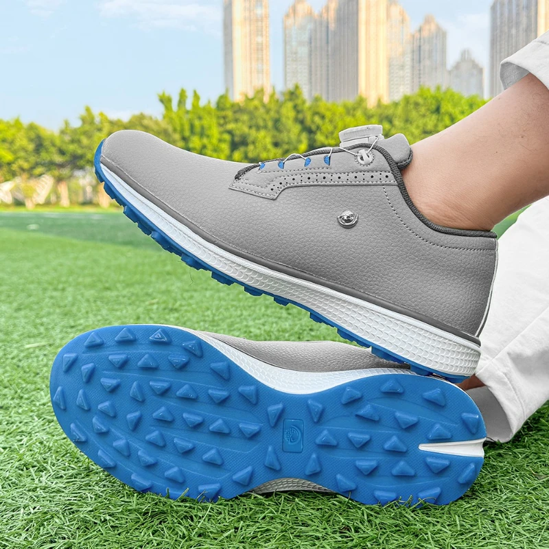 

Новинка 2025, роскошные брендовые мужские кроссовки для гольфа, противоскользящие, с быстрой шнуровкой, кожаные тренировочные мужские кроссовки для гольфа