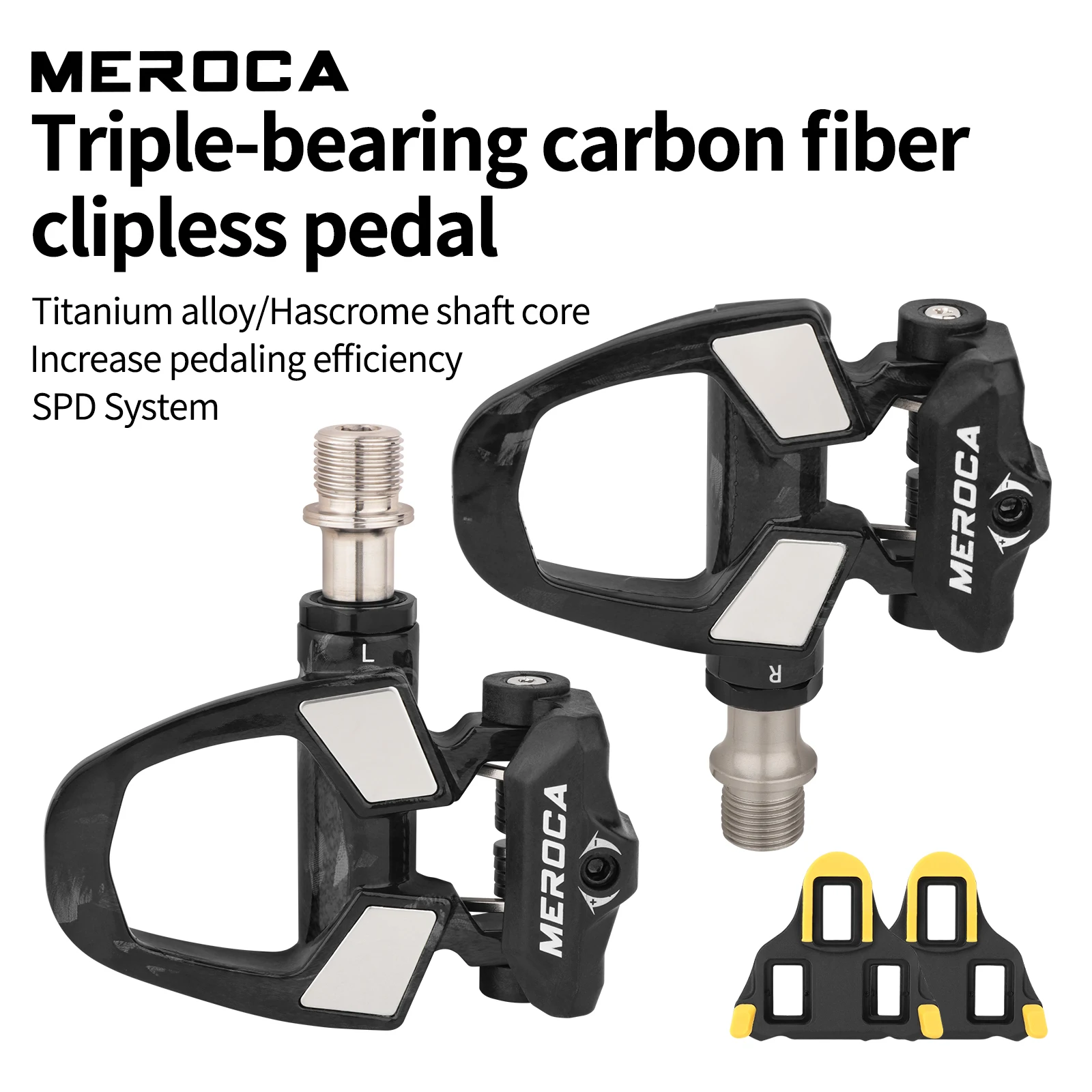 

MEROCA Road Bicycle Lock Pedal For Shimano SPD With Lock Plate Ultra-light 3Bearing Carbon Fiber Road Bike Lock Pedals