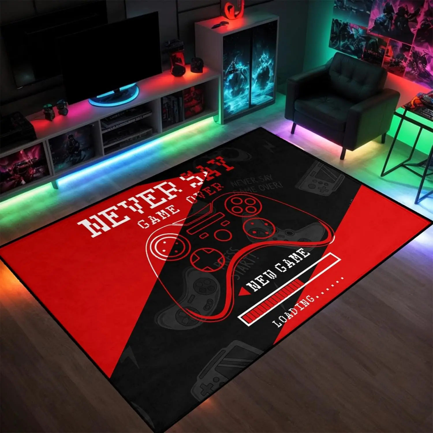 Gaming Area Rug for Bedroom Kids Gamepad Floor Rugs Living Room Gamer Doormat Kitchen Floor Mat Boys Mens Console Game Player