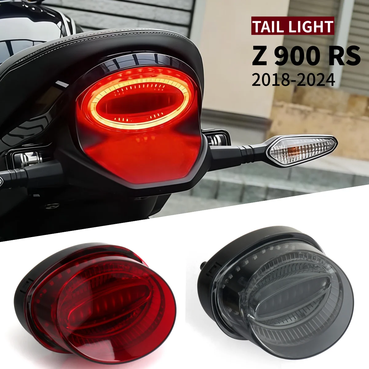 

Задний фонарь LED для мотоцикла Z900RS Z 900 RS Cafe Z900 RS 2018-2024, стоп-сигнал, ходовые огни, красный дымчатый, указатели поворота
