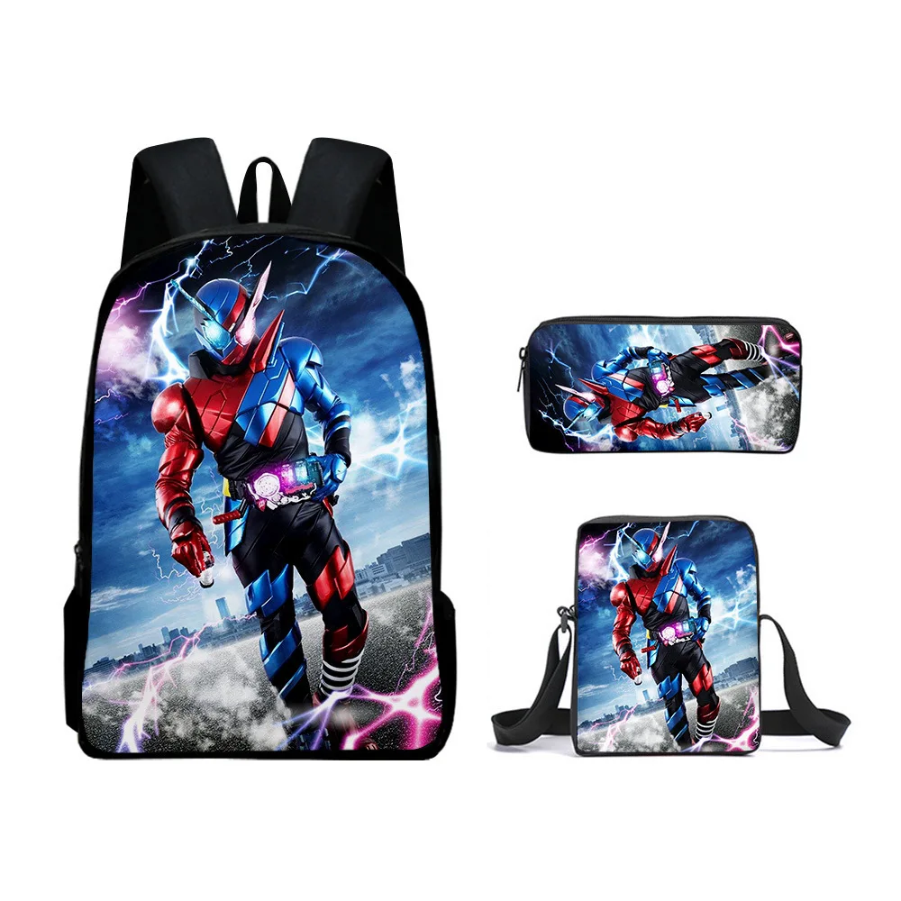 Trendy Popular Funny Kamen Rider 3D Print 3pcs/Set pupil School Bags Laptop Daypack Backpack Inclined shoulder bag Pencil Case