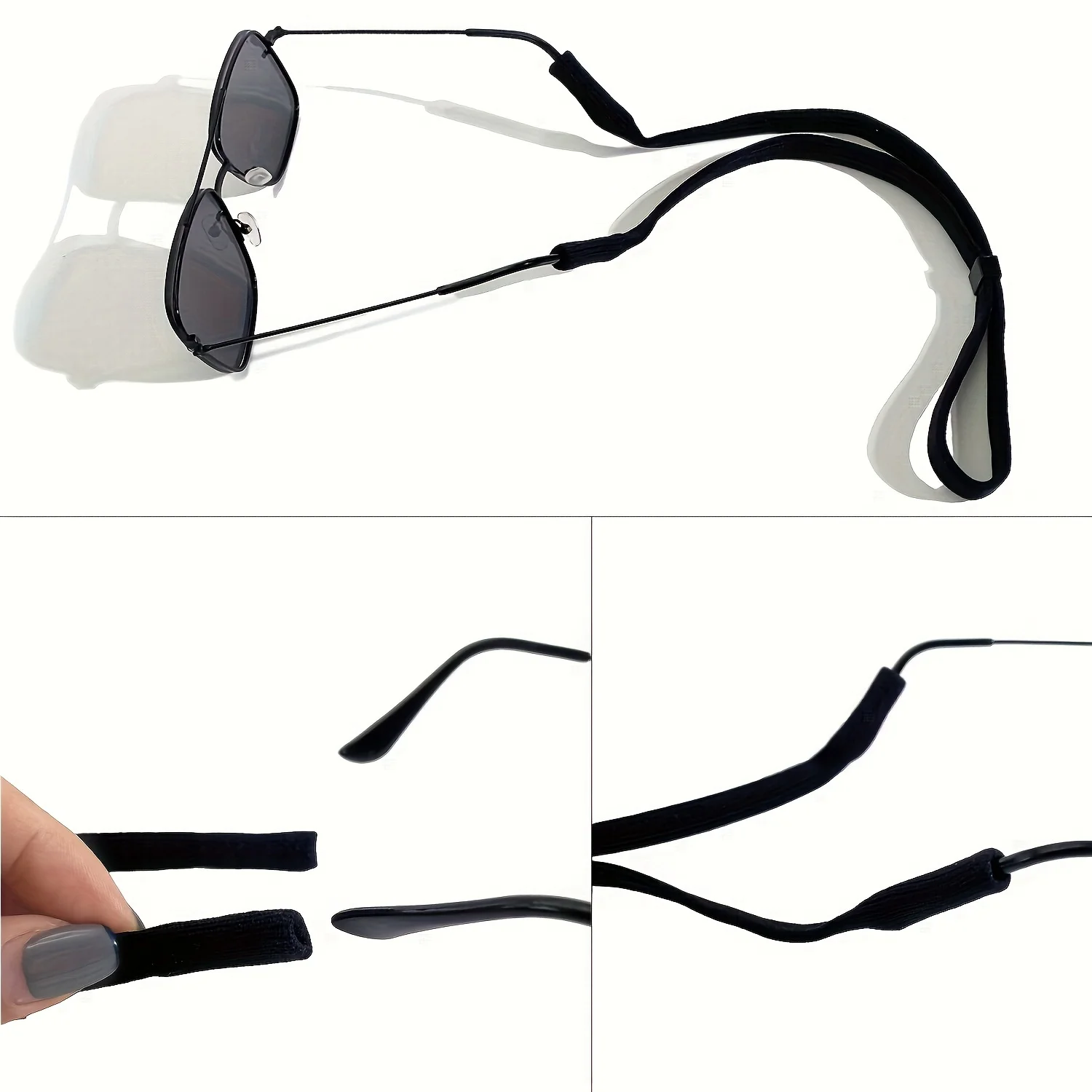 6pcs Sports Glasses Strap Holder Anit Slip Stretchy Glasses Cord Rope Retainer, Adjustable Outdoor Sports Sunglasses Chain