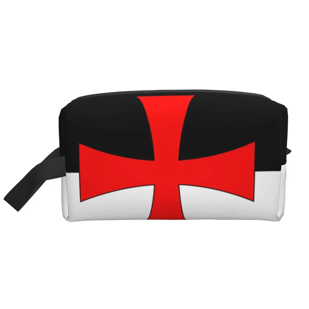 Bolsa de cosméticos con bandera de los caballeros templarios para mujer, estuche de maquillaje cruzado de guerrero Medieval de gran capacidad, bolsas de aseo para almacenamiento de belleza