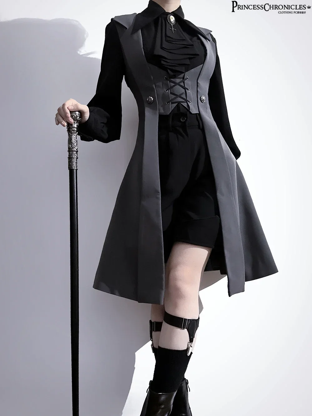 Ouji Lolita Midnight Overture Retro Donker Middeleeuws Knap Lang Vest Slim Fit van Princess Chronicles