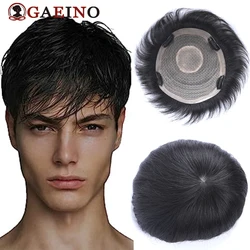 Human Hair Toupee With Clip Natural Black Remy Hairpiece Machine Made Hair Wig Clip In Topper Hair Replacement System For Man