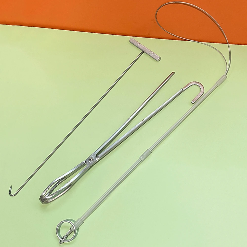 Pig Swine Farming Obstetric Instruments Sow Dystocia Rope J Hook Pliers Kit Stainless Steel Breeding Tools Supplies