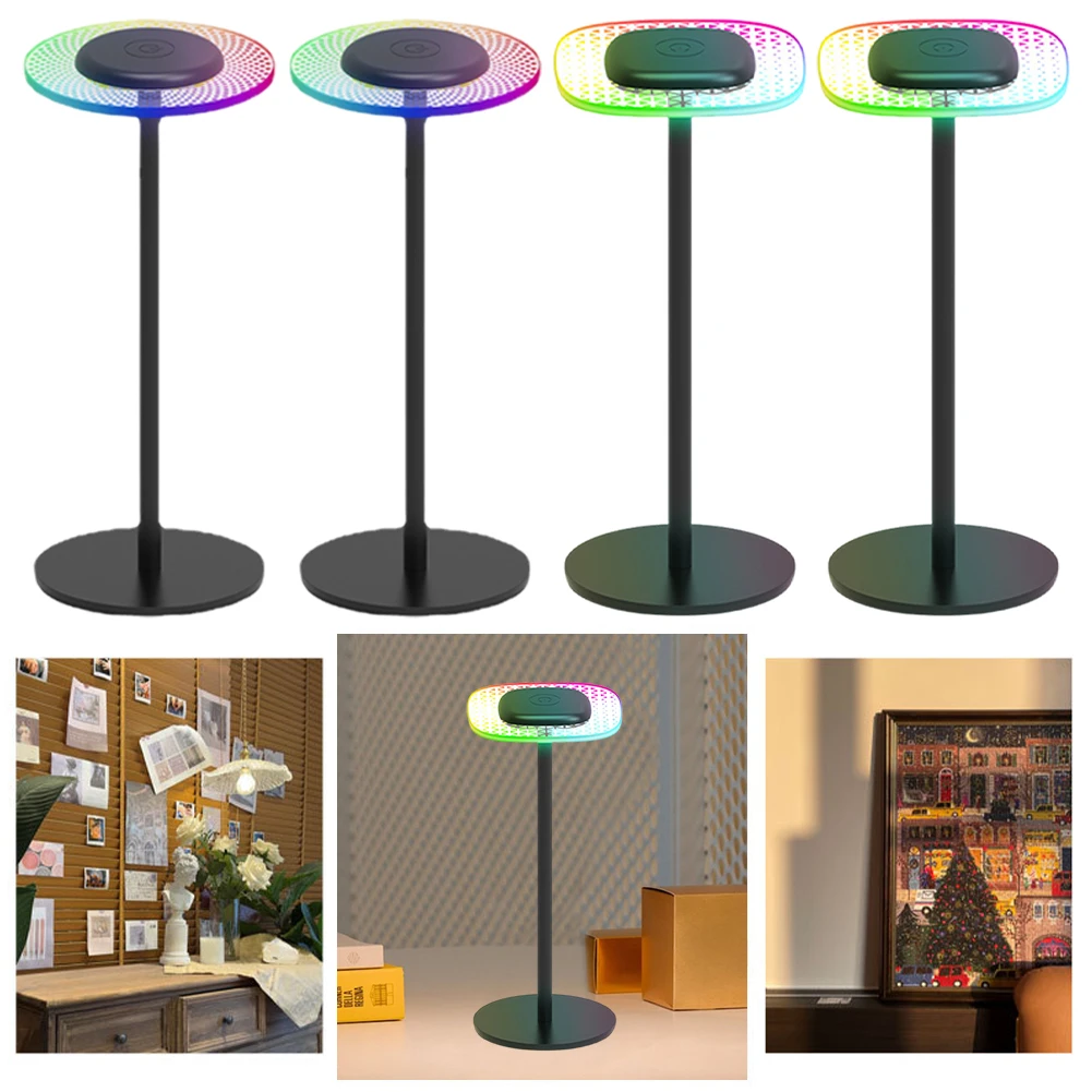 1/2Pcs Desktop RGB Light Type-C Rechargeable Touch Control Light Dimming Cordless LED Table Lamp for Restaurant Bars