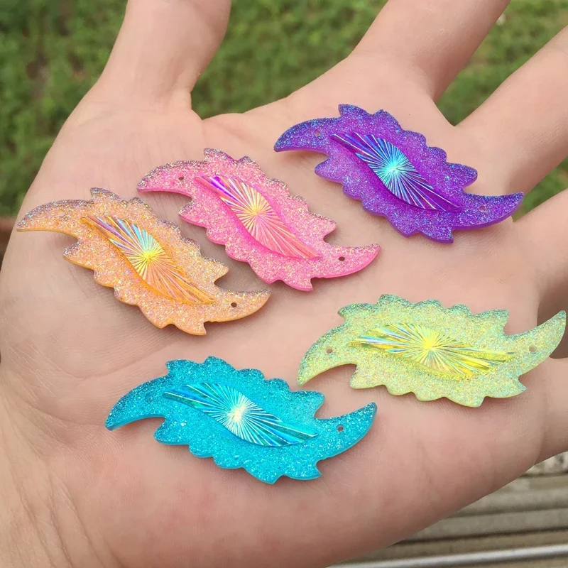 ผสม 40 ชิ้น S รูปร่าง Rhinestones เสื้อผ้าอุปกรณ์เสริมใช้ในงานแต่งงานรองเท้า patch art ของเล่นหมวก 18*47 มิลลิเมตร 2 หลุม