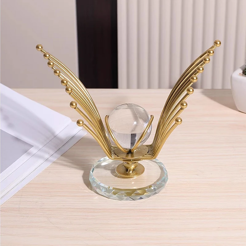 Office desktop abstract eagle wing ornaments,study bookcase,crystal ball decoration iron crafts,home decoration,commercial gifts