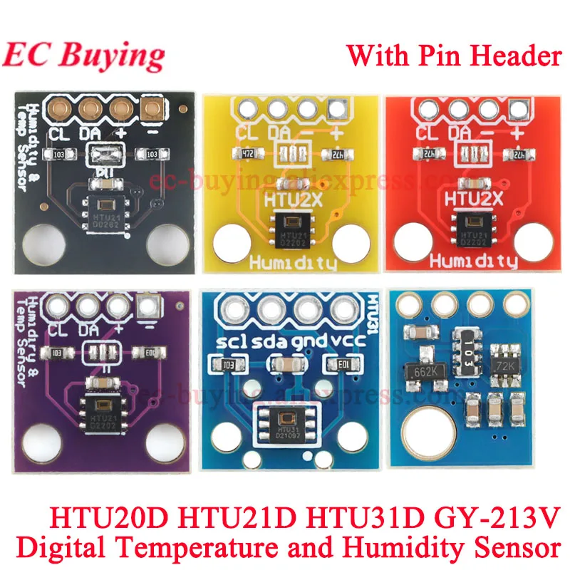 10pcs/1pc HTU31D HTU21D HTU20D Digital Temperature and Humidity Sensor Module I2C IIC Communication HTU21D DFN-6 GY-213v-HTU21D