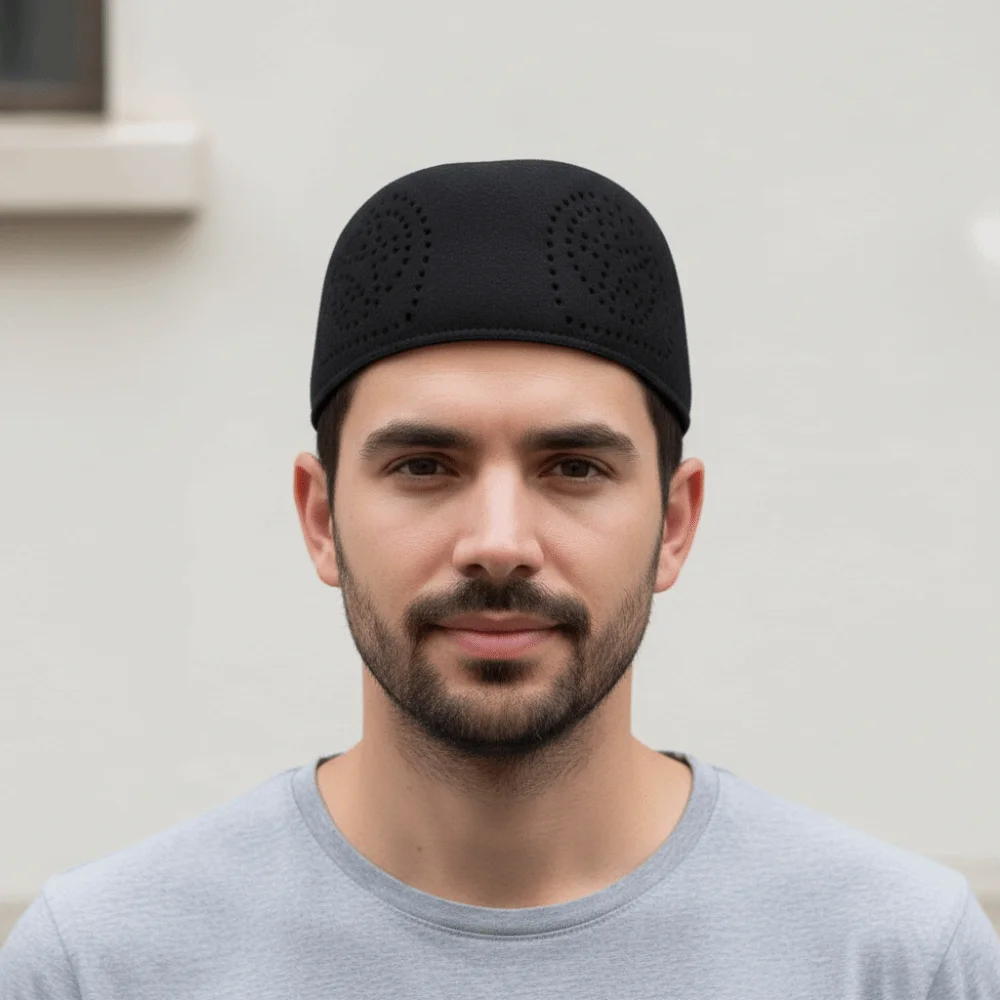 

New Elegant Eid Prayer Caps Woolen Cloth Breathable Muslim Caps Mesh Lightweight Turkey Fedoras Ceremonies