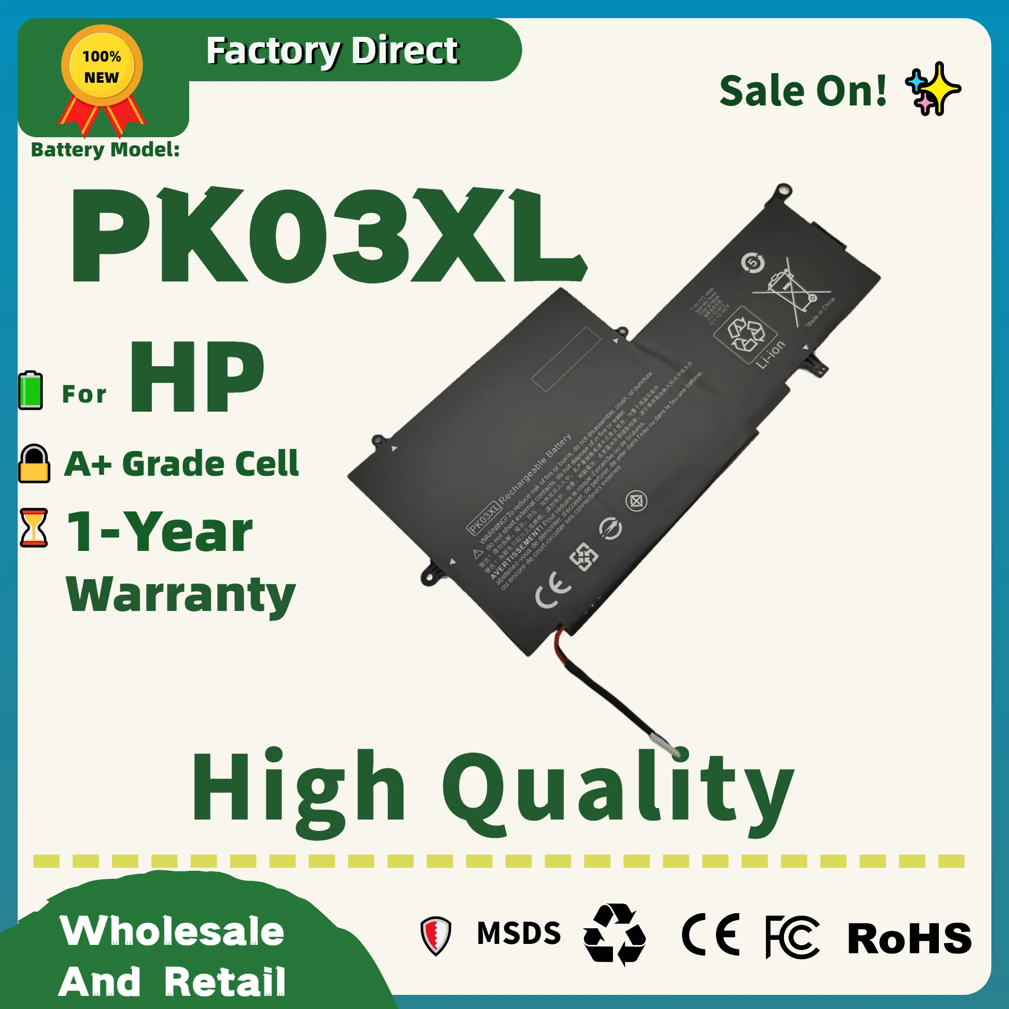¡Directo de fábrica! PK03XL batería del ordenador portátil para HP Spectre Pro X360 13 G1 serie M2Q55PA M4Z17PA HSTNN-DB6S 6789116-005 PKO3XL
