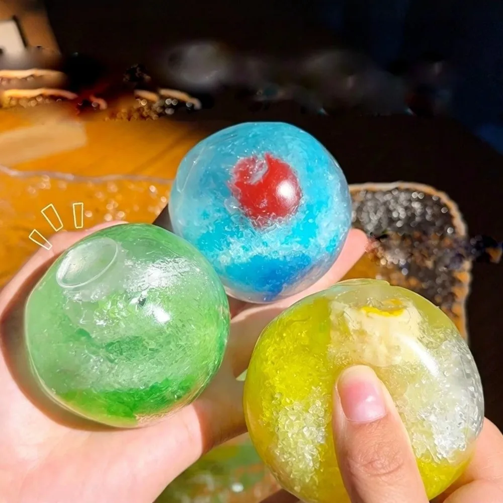 Fruit Smoothie Fruit Slush Squishy Toy Crunchy Sound Cherry Crispy Skin Ball Non-Bounce Moldable Ice Cracked Crystal Ball Kids