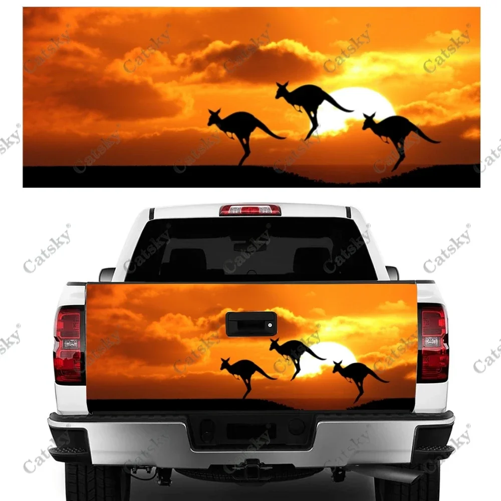 

Kangaroo Jumping Under The Sunset Car Tail Trunk Protect Vinly Wrap Sticker Decal Hood Engine Cover for SUV Off-road Pickup