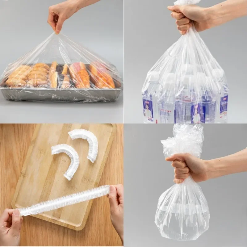 38/50/70/100/120cm Disposable Food Cover Saran Wrap Elastic Platic Bags Plus Fresh-keeping Cover Kitchen Storage Organization