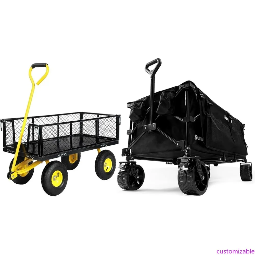 

Садовая тележка: сверхмощный дворовый универсальный тележка 2-в-1 емкостью 900 фунтов со съемными сетчатыми сторонами для бортового преобразования