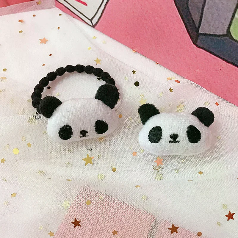 Clip de pelo de Panda de peluche de dibujos animados para mujer y niña, Anillo elástico para el pelo con forma de Animal, accesorios para el cabello