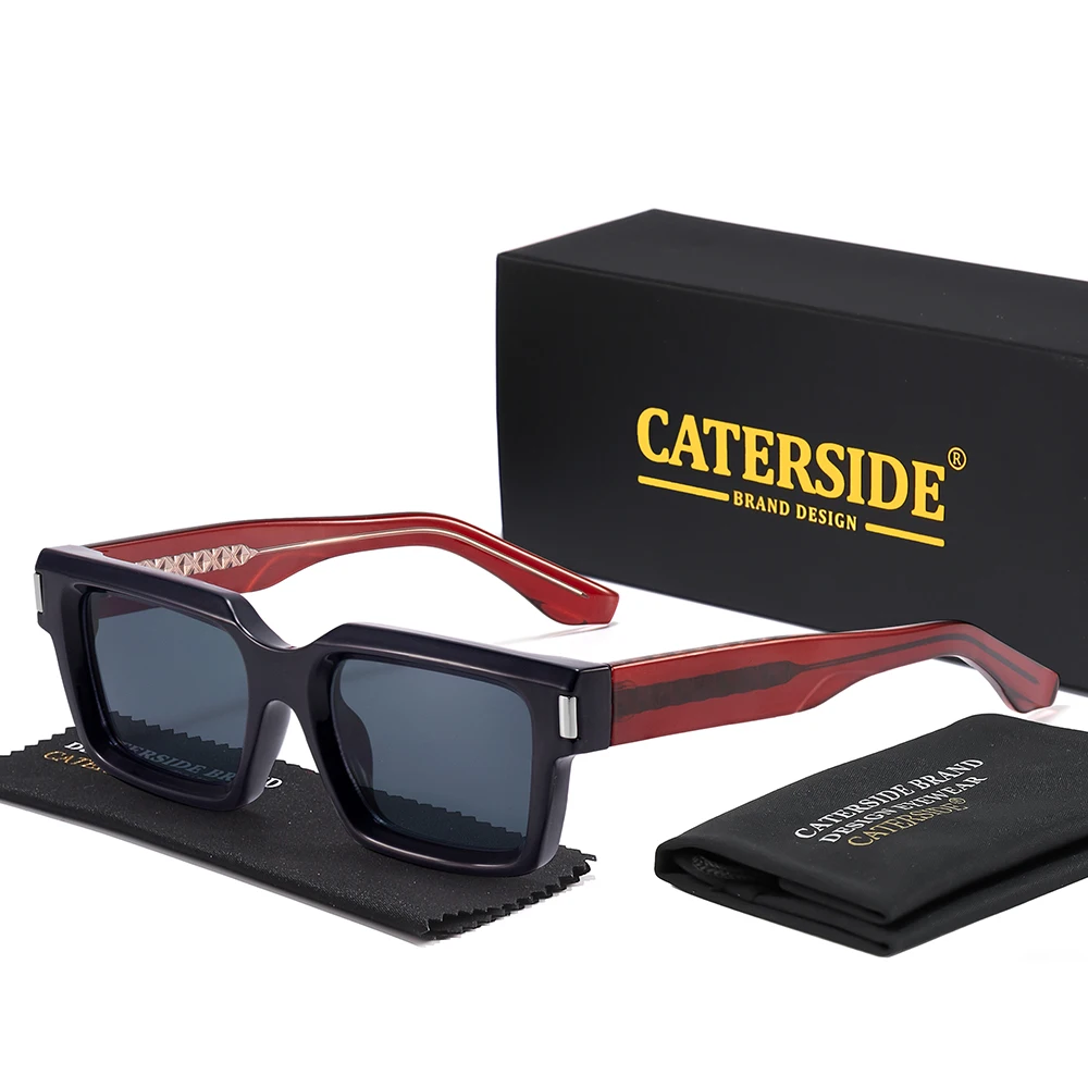 CATERSIDE Neue Retro Herren-Sonnenbrille Hochwertige Quadratische Sonnenbrille mit Dickem Rahmen Damen Outdoor-Reise-Fahrbrille UV400 – Detail 12