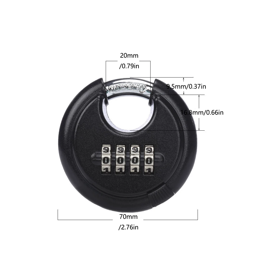 1 Piece Safety Padlock 4-Digit Disc Heavy Duty Combination Lock for Gates / Sheds / Toolbox with Mini One Line Screwdriver