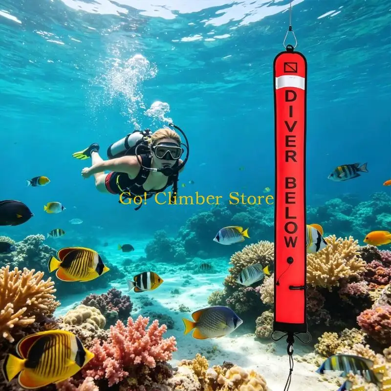 Q84C Tear Proof Underwater Signals Tube Snorkeling Safety Device With Convenient Storage Bag And Multiple Attachments Point