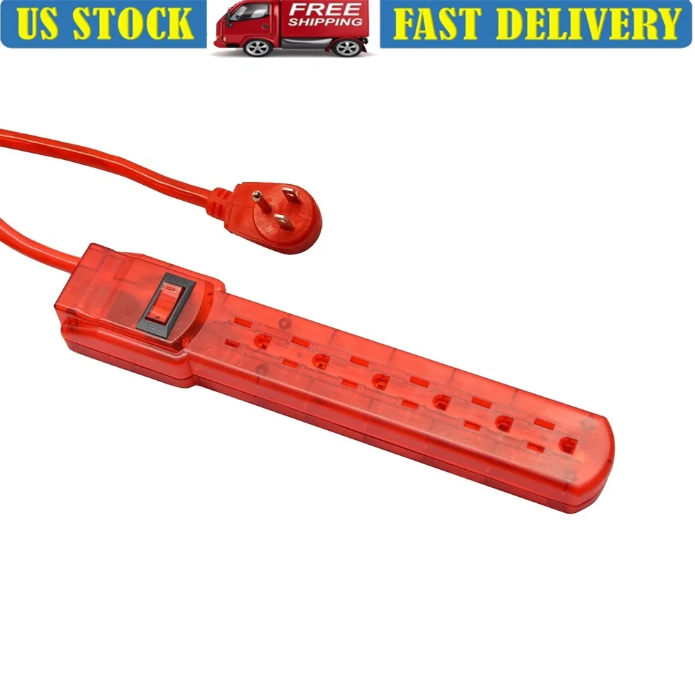6 Outlet Surge Protector 160 Joules 3ft Cord Circuit Breaker Indicator Light Heavy Duty Case Right Angle Plug Power Strip