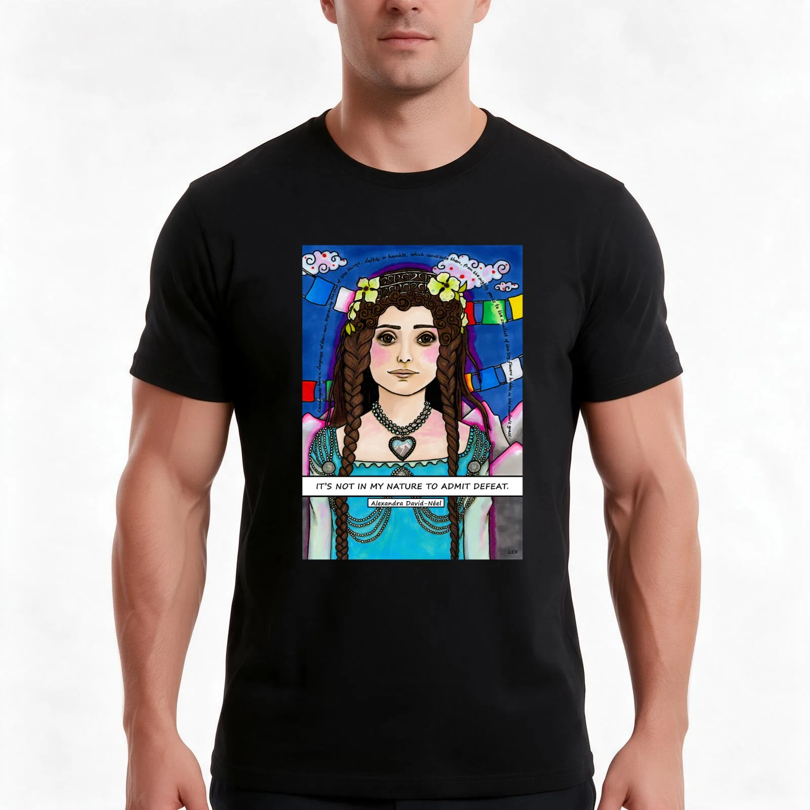 Alexandra David-Néel T-Shirt, Summer Casual Cotton Tee, Oversized Streetwear Tops, Vintage Graphic Print, Loose Fit Short Sleeve